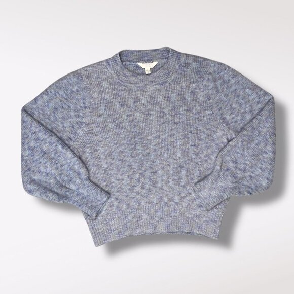 Time & Tru Metallic Knit Sweater Puff Sleeve Blue Size Large - Picture 8 of 8